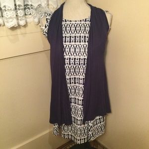 Navy Blue Long Flowing Vest by Zenana Outfitters